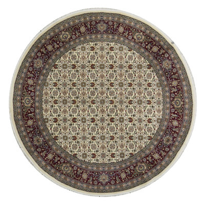 Jahan One-of-a-Kind Round 6' X 6' Round Wool Area Rug in Red/Ivory/Cream