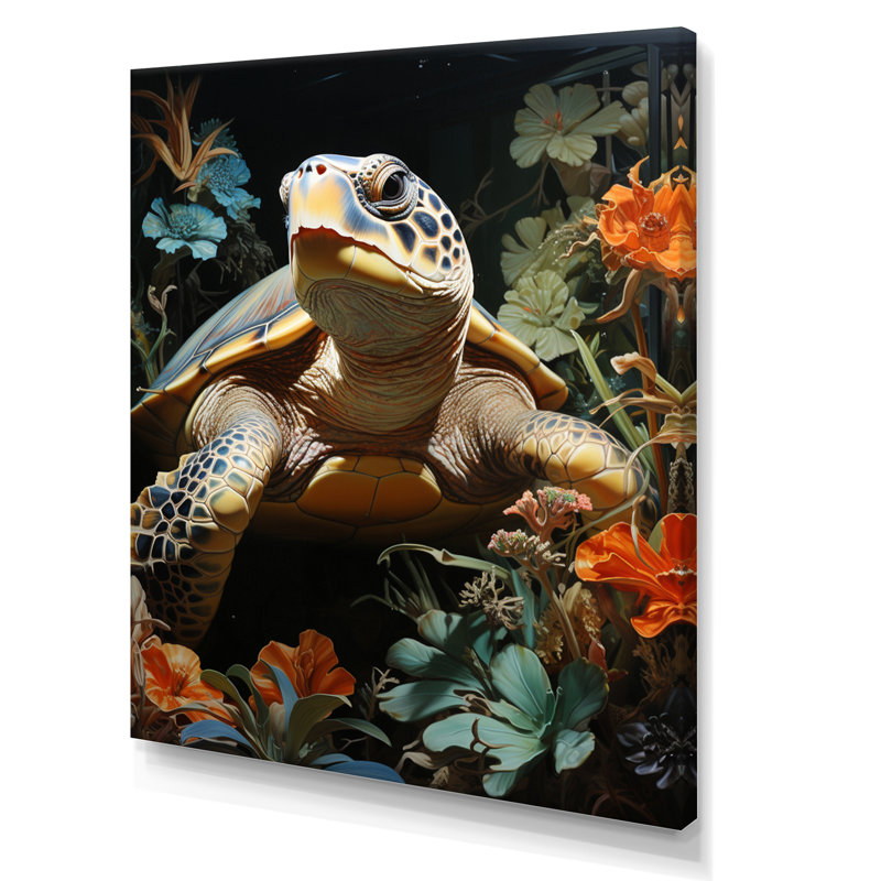 «Turtle Tranquility In The Ocean I», reproduction d'art sur toile, H 32 po x l 16 po, Toile tendue