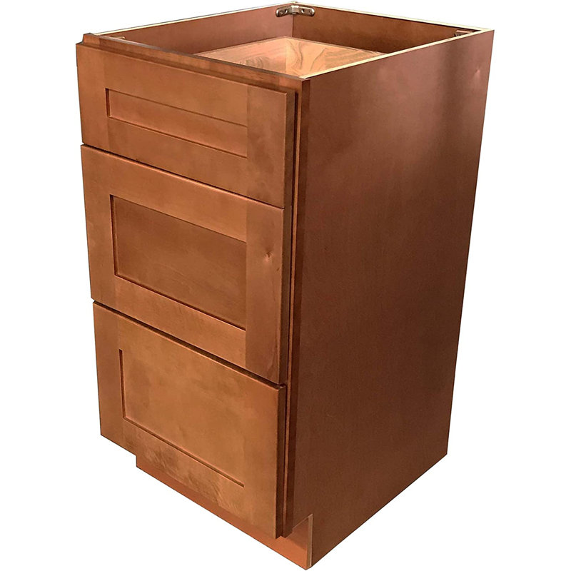 Armoire de meuble-lavabo 18 po à 3 tiroirs, prête à assembler, Shaker érable