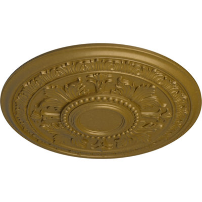Endurathane Tellson Ceiling Medallion, 30 5/8"OD x 2 1/2"P (Fits Canopies up to 6 3/4"), Hand-Painted Gold Finish