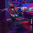 Hoffree LED Ergonomic Gaming Chair with Bluetooth Speakers and Vibration Lumbar Pillow-72855614