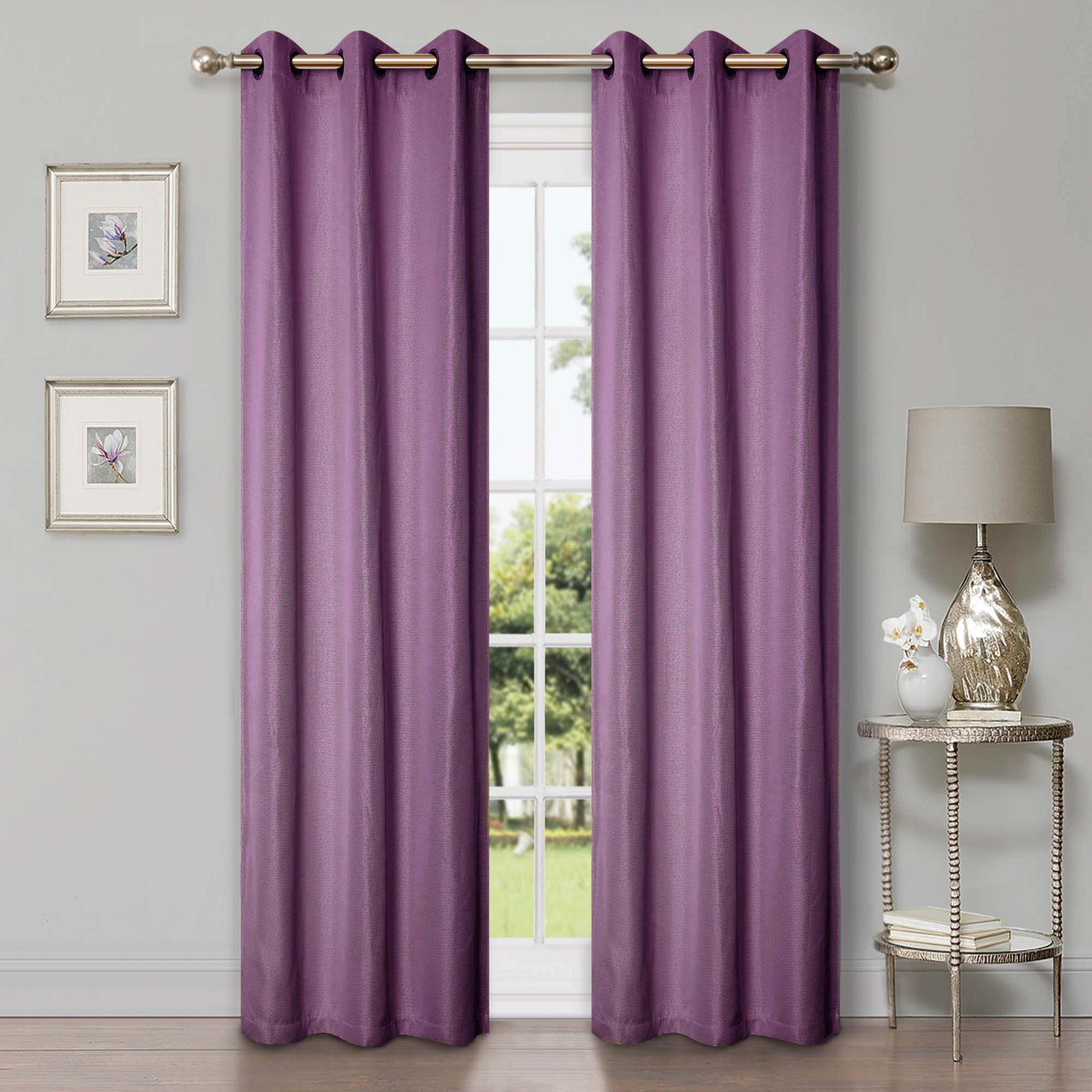 Linen Inspired Room Darkening Curtain Panel, Wisteria, Grommet 42" W x 84" L