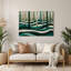 Art mural horizontal horizontal rayé vert forêt en métal brun crème