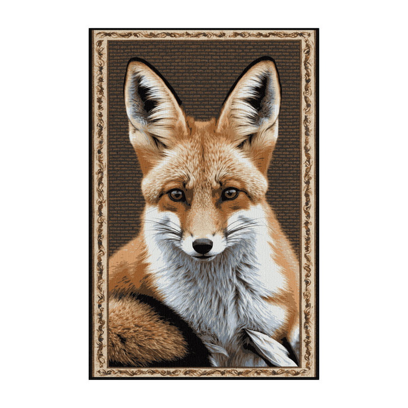 Washable Bat eared Fox Wildlife Area Rug, Rectangle 7' x 9'