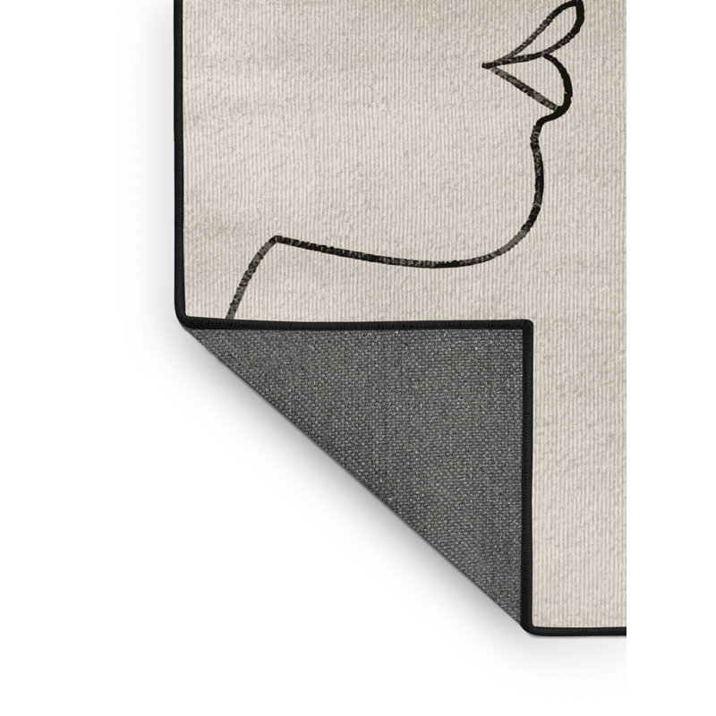 Soft Plush Fedele Valentines Modern & Contemporary Abstract Area Rug in Beige – Black Binding, 7x9