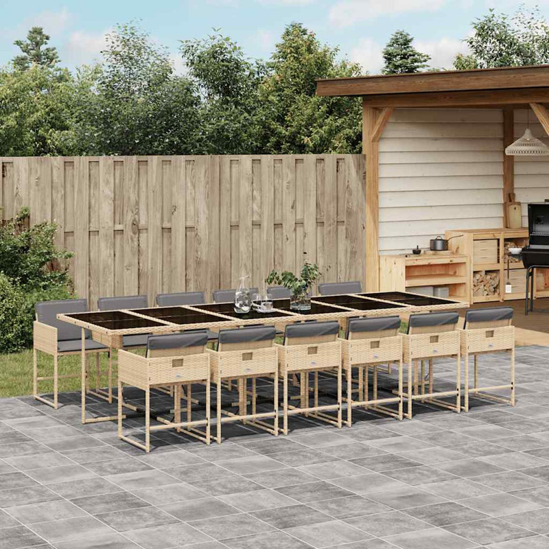Patio Dining Set with, Light Grey, Beige