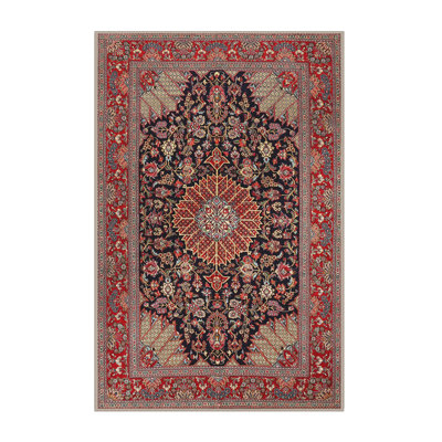 Tapis brun / rouge traditionnel Hugues