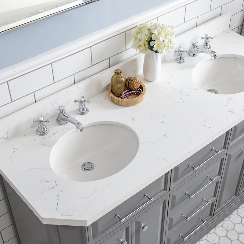Palace 60'' W Double Vanity, Cashmere Gray, Stainless Steel