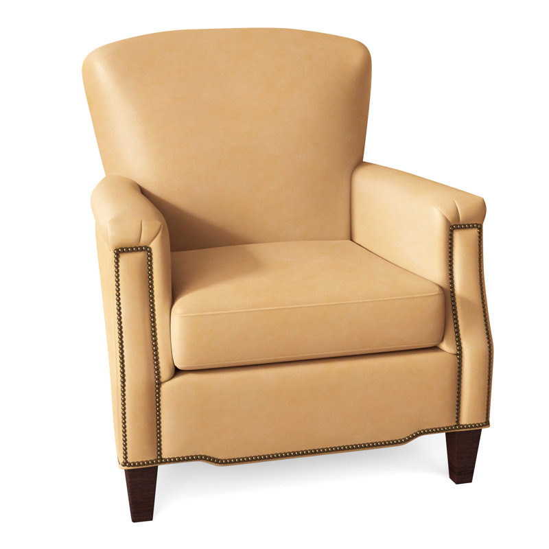 Vincent Armchair, Mahogany, French Natural, Empyrean Tweed Genuine Leather