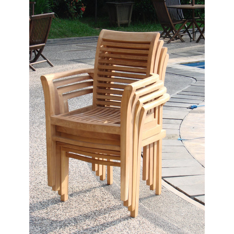 Mas Teak Solid Wood Outdoor Stacking Dining Armchair