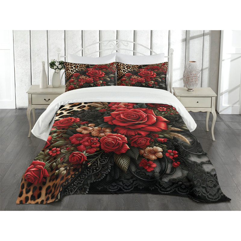 Polyester Floral Coverlet, King Coverlet / Bedspread + 2 Standard Shams