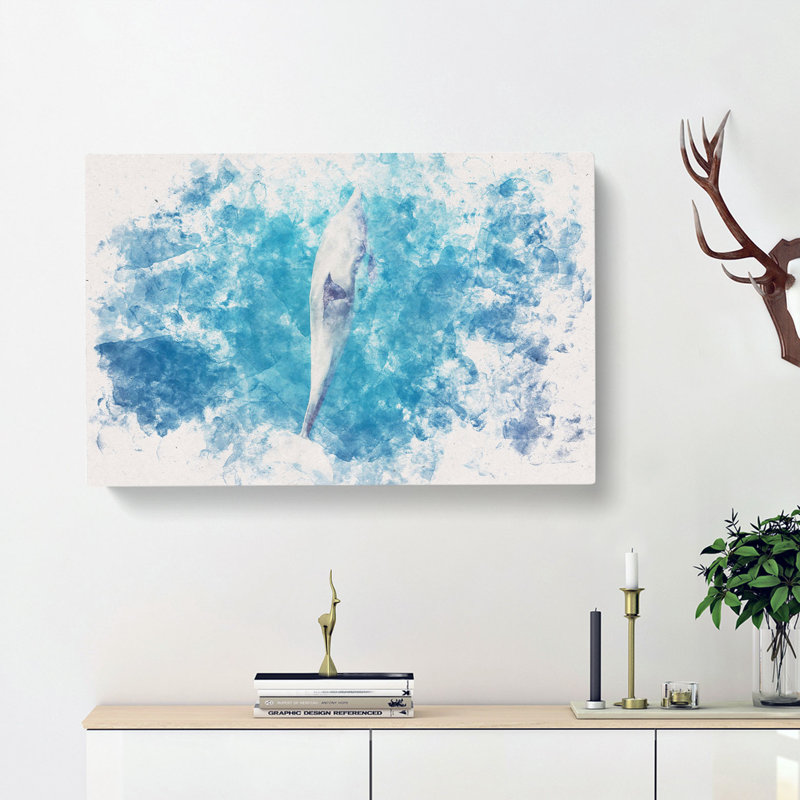 Dolphin Leading The Way - Wrapped Canvas, 60cm H x 91cm W x 3cm D
