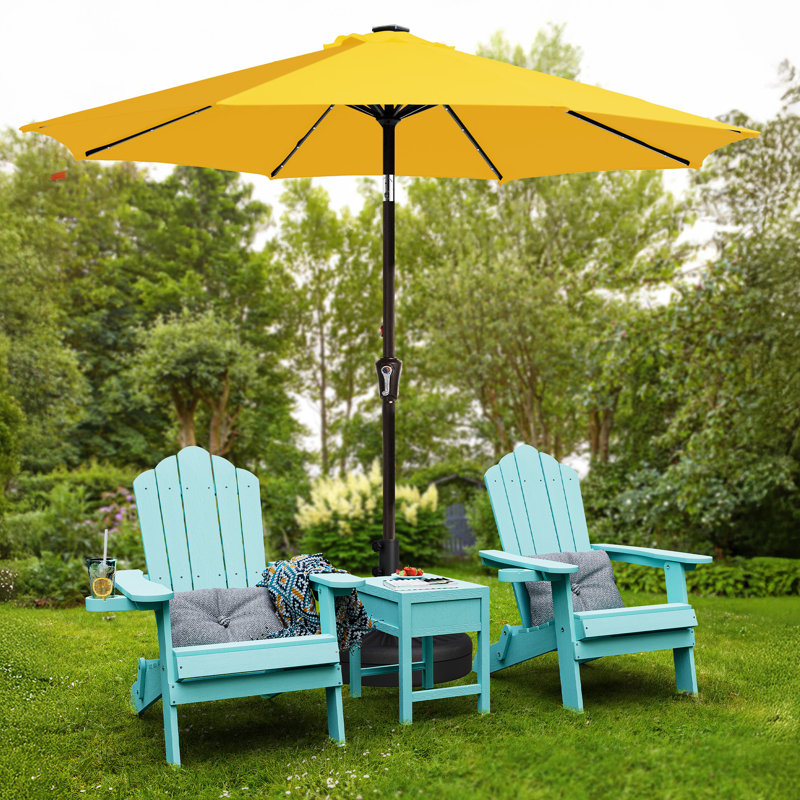Parasol de marché avec manivelle Beka, Jaune, H 94,5 po x l 120 po x P 120 po