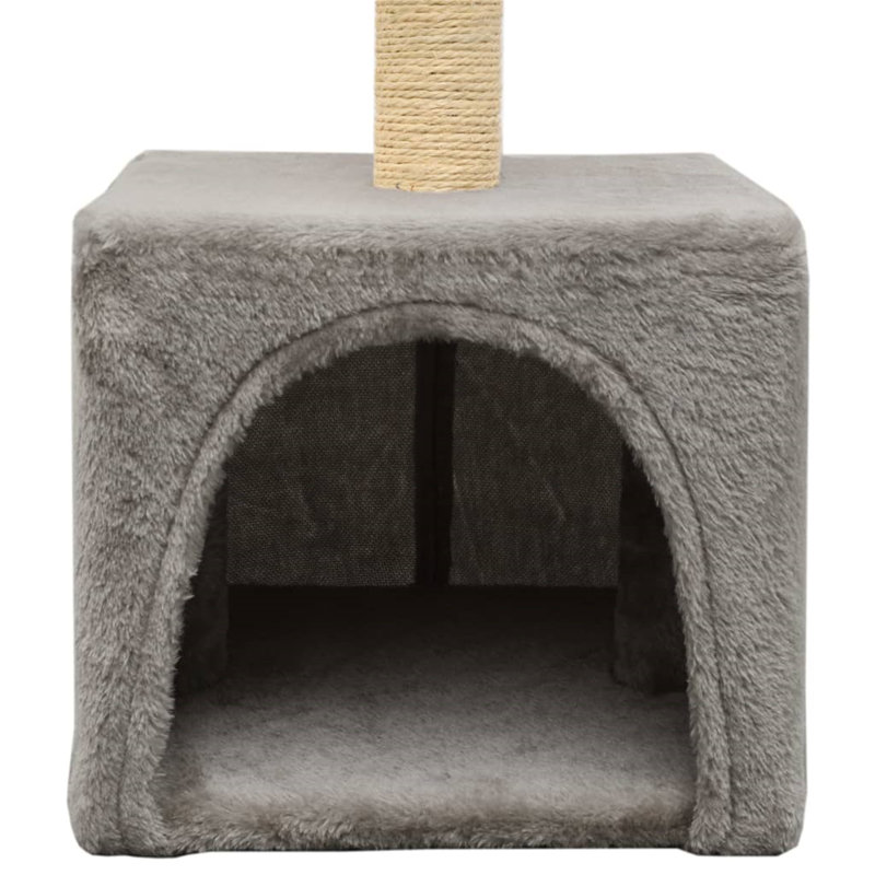 vidaXL Cat Tree Particle board frame, soft plush, sisal rope, Grey