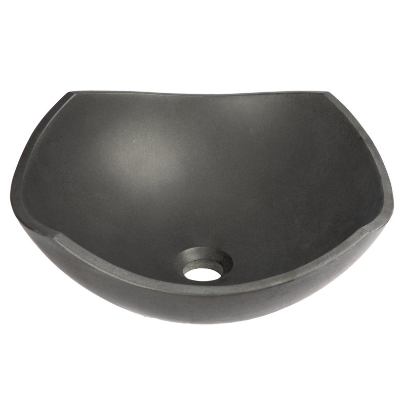 Lavabo de salle de bain vasque circulaire fait à la main en pierre noire
