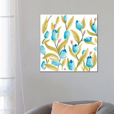 Abbey Floral Tiles VI by June Erica Vess - Wrapped Canvas Painting