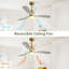 Ventilateur de plafond d'intérieur de 52 pouces avec lumière à DEL à intensité variable et télécommande à 6 vitesses pour 3 pièces