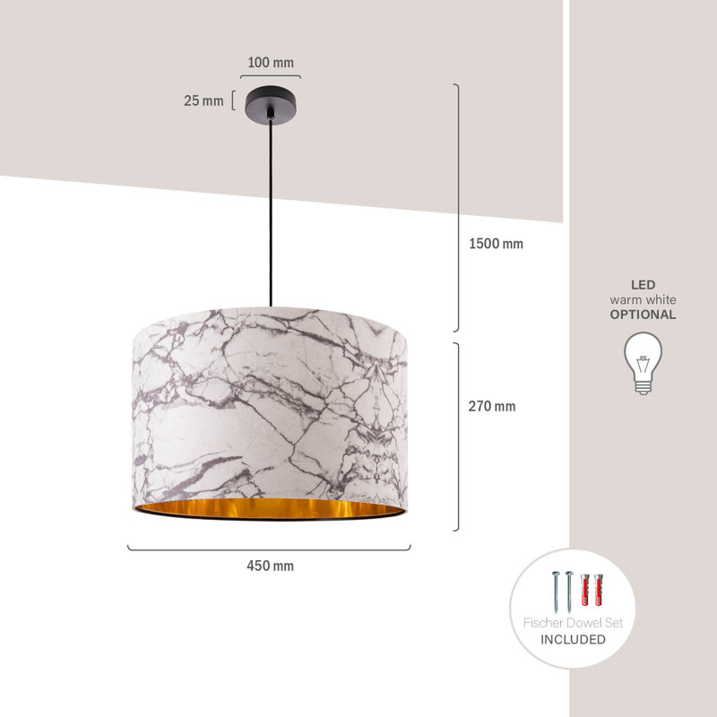 Spahn 1-Light Drum Pendant, Black