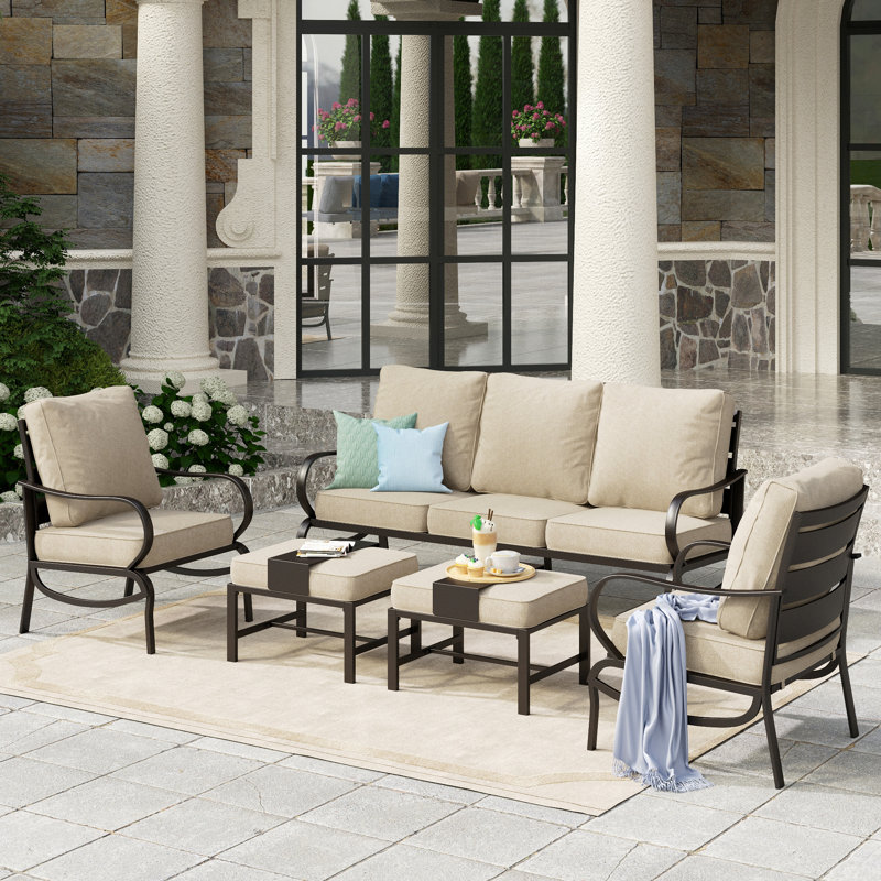 Tapasi Outdoor Patio Conversation Furniture Set, Beige, No