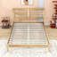 Queen Wood Bed with Rattan Headboard