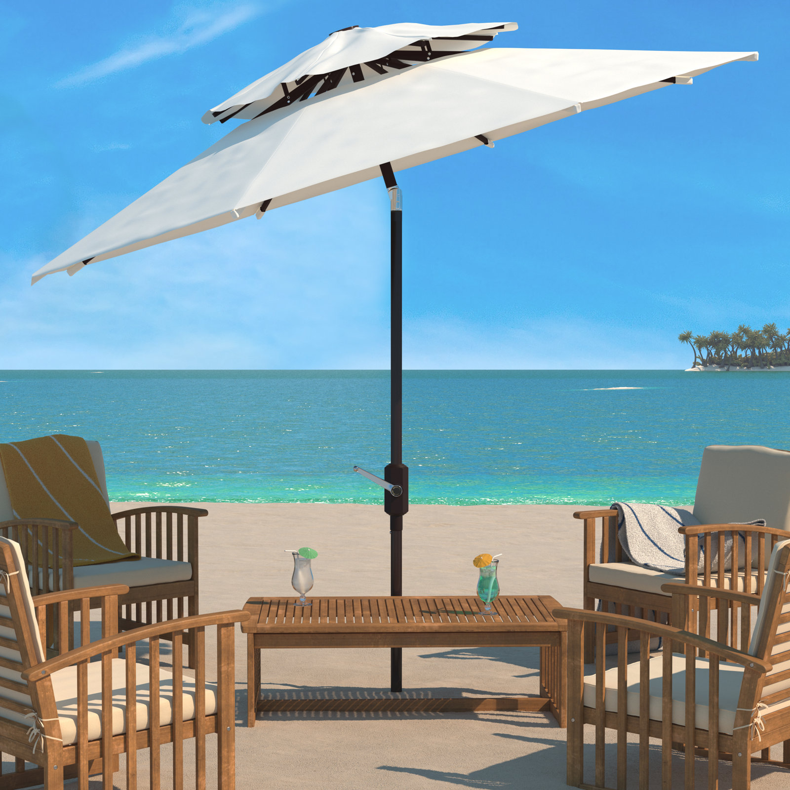Verano 108'' Tilt Market Umbrella, White