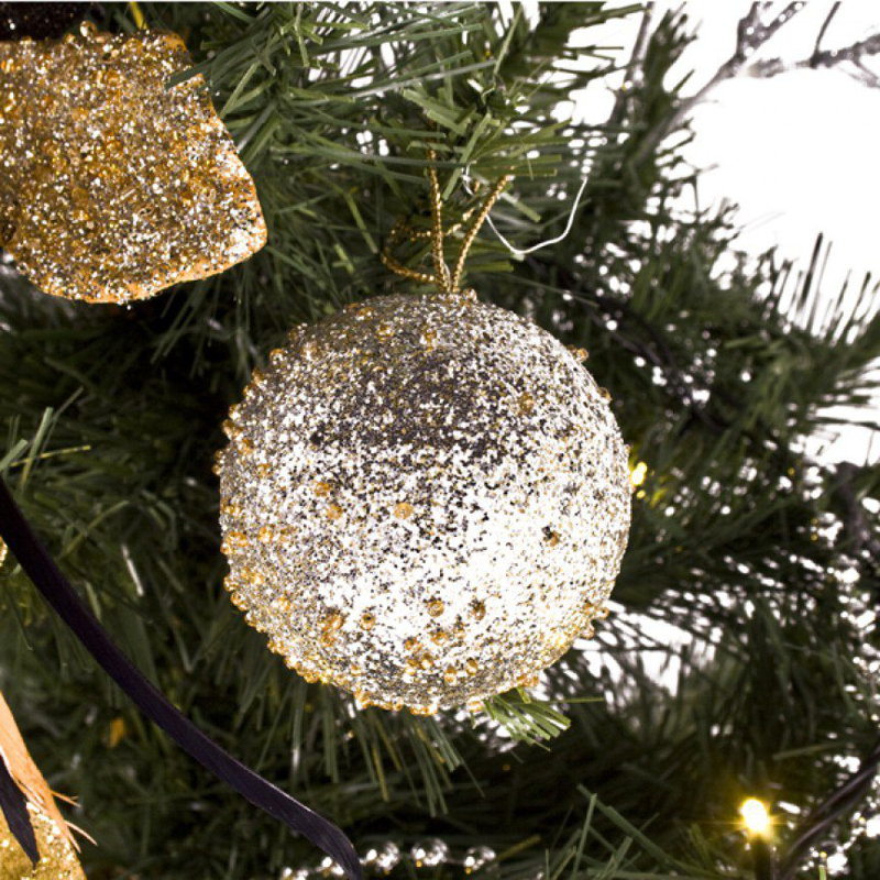 6.5cm Bauble, Pale Gold / Silver