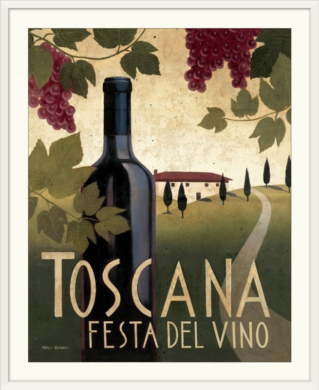 « i » par marco fabiano, publicité rétro Wine Festival, H 23 po x l 20 po x P 1 po, Cadre blanc