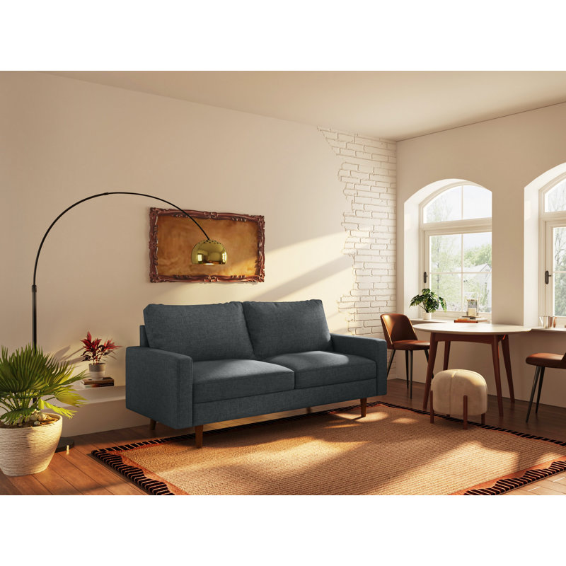 Canapé à accoudoirs carrés 70 po Clairmont, 100 % polyester gris foncé