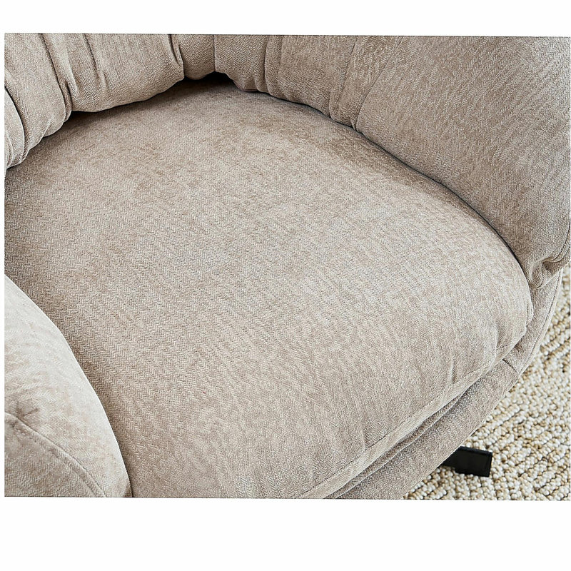 Chaise de bureau moderne en chenille, fauteuil club pivotant à 360 ° / fauteuil d'appoint avec coussin amovible, chaise de bureau ronde, base en métal noir, matériau en coton, salon, chambre à coucher, coin lecture, bureau (brun)