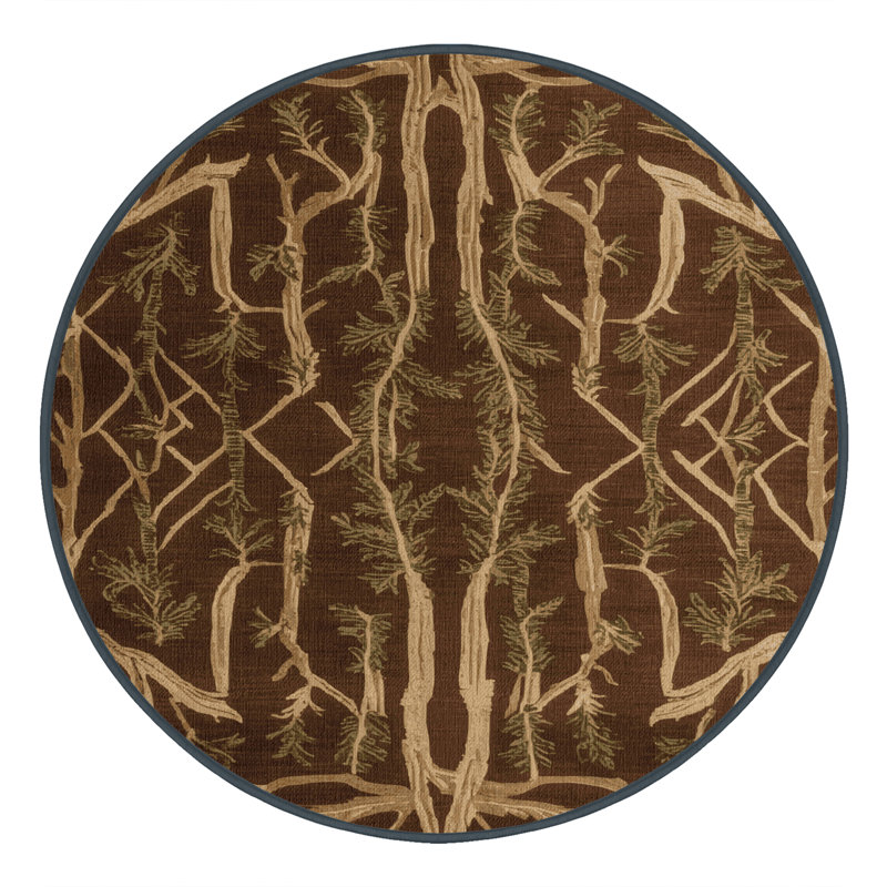 Machine Washable Turkish Brown Area Rug, Round 7'