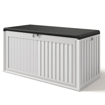 100 Gallon Resin Deck Box With Lockable Lid, Waterproof And Uv-Resistant Outdoor Storage -  Bealife, WF-CC61-DB