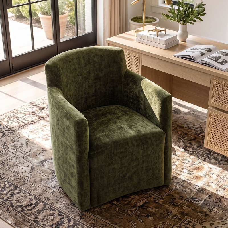 Latitude Run® Chenille Side Chair, Vert