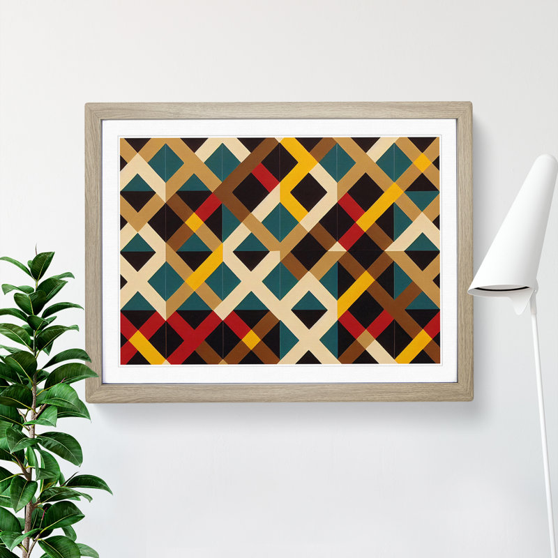 Artsy Abstract Art 1 Piece Single Picture Frame Wall Art, 34cm H x 46cm W, Oak