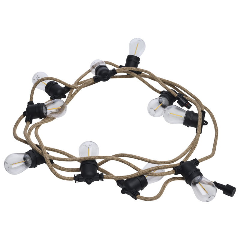 16 Foot LED Natural Rope String Light S14 Lamp Shape 2700K CCT 12 Volt