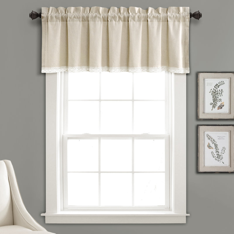 Linen Lace Linen Tailored Window Valance, Dark Linen
