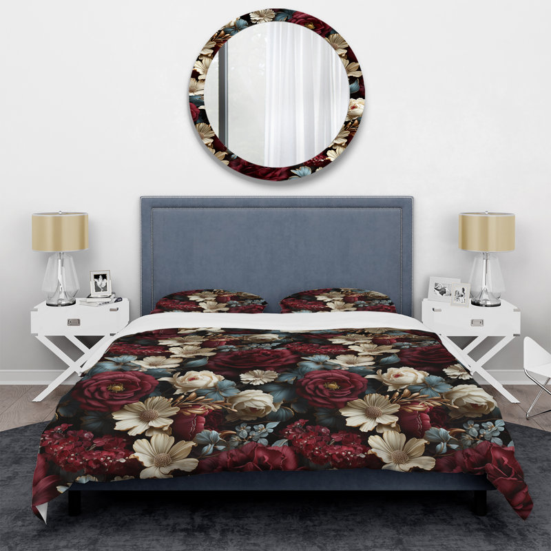 Navah Renaissance Revival Victorian Pattern VIII - Floral Duvet Cover Set - Microfiber Polyester