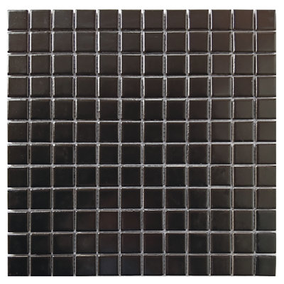 Matte Black 1x1 Square Porcelain Mosaic Tile – 12x12 Wall & Floor