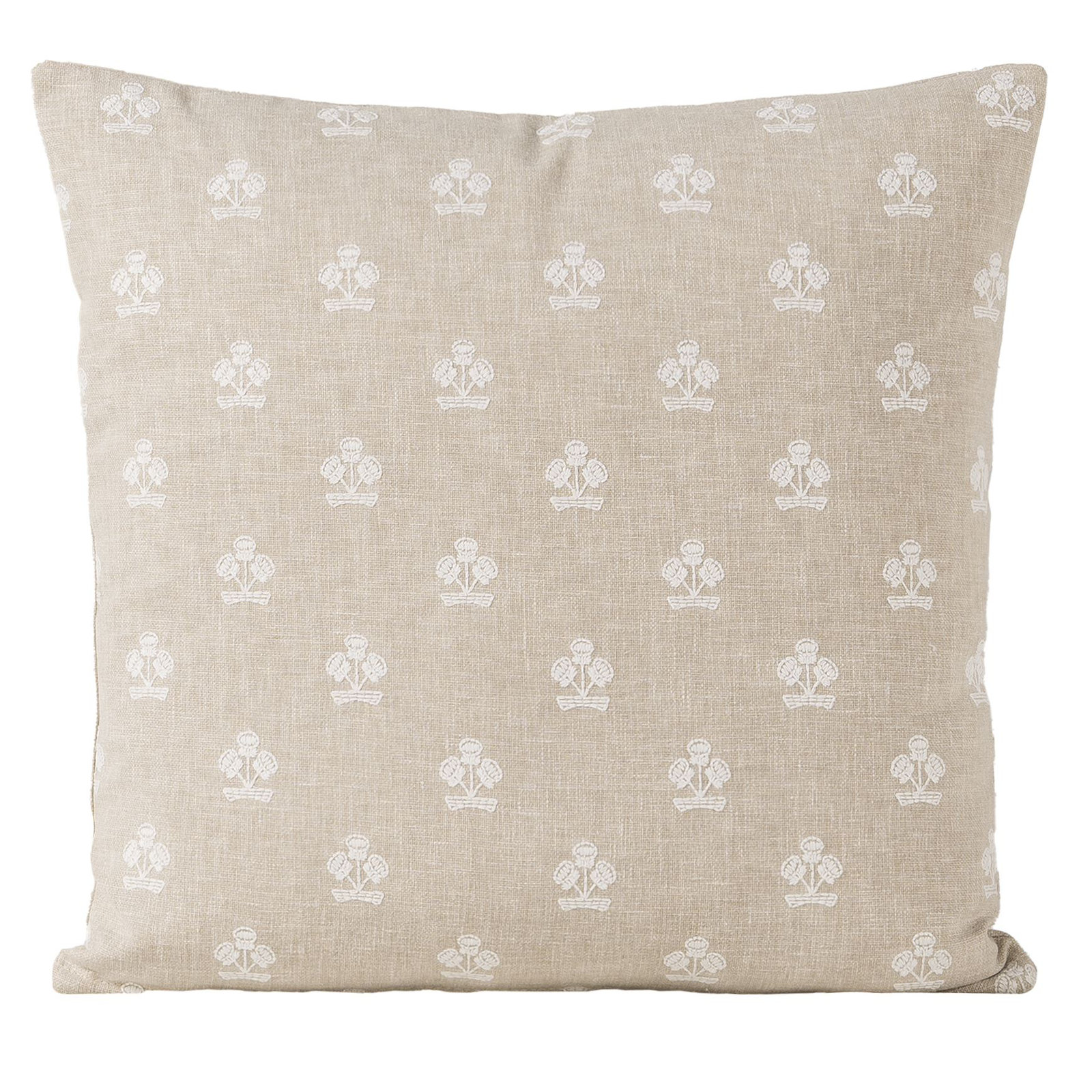 Hamachi Polyester Throw Square Pillow Cover & Insert, Linen Floral 1, Feather, Square 20"