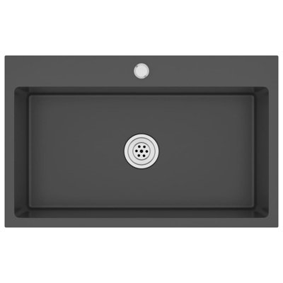 vidaXL Kitchen Sink with Strainer, Stainless Steel Top-Mount Sink, Fast Drainage, Anti-Corrosion