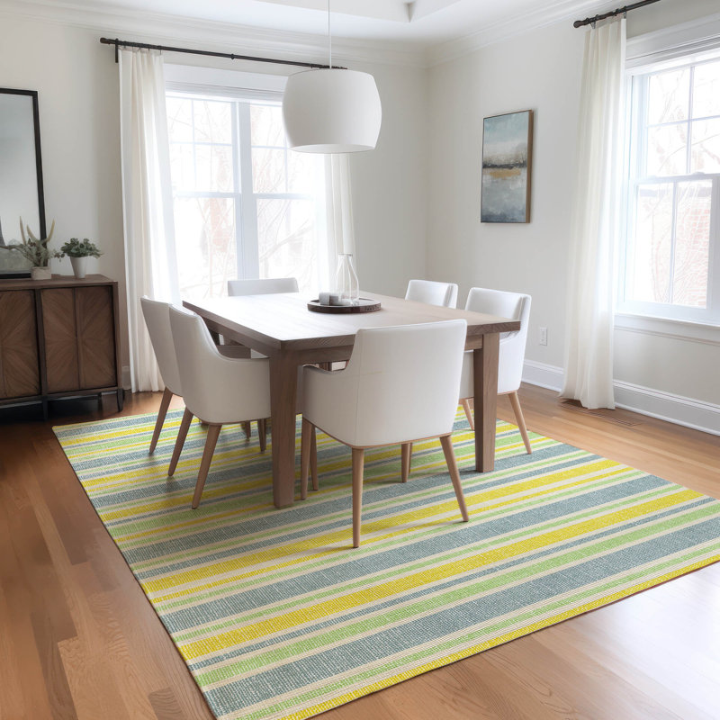 Kinslee Washable Striped Indoor / Outdoor Rug, Rectangle 10' x 14'
