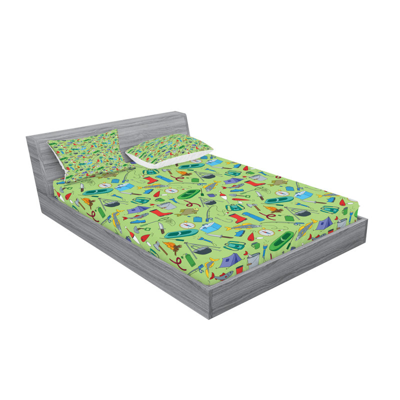 Drap-housse et coussin décoratif Ambesonne thème de pêche vert pastel multicolore