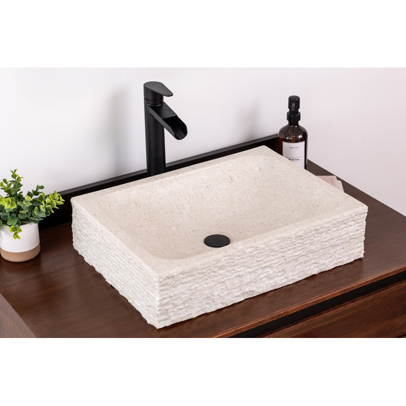 Lavabo de salle de bain vasque rectangulaire en pierre rustique, Ojinaga