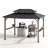 Sunjoy 8' x 12' Wooden Grill Gazebo with Built-in Solar Panel 9.5' Tall Hardtop Outdoor Barbecue BBQ Gazebo with Larger Steel Double Roof, 2 Side Shelves for Deck, Lawn, Backyard, Gray-91016878
