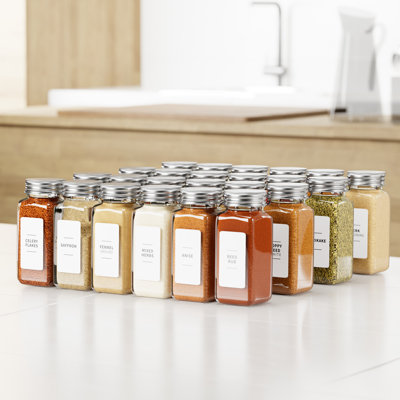 24 Pcs 4oz Glass Spice Jars with Labels - Empty Spice Bottles with Minimalist Farmhouse Stickers and Funnel, Seasoning Containers for Spice Rack, Cabinet, and Drawer,
