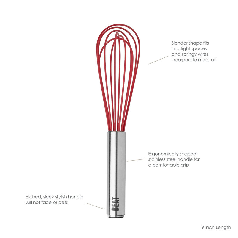 Tovolo 9" Silicone Beat Whisk, Cayenne