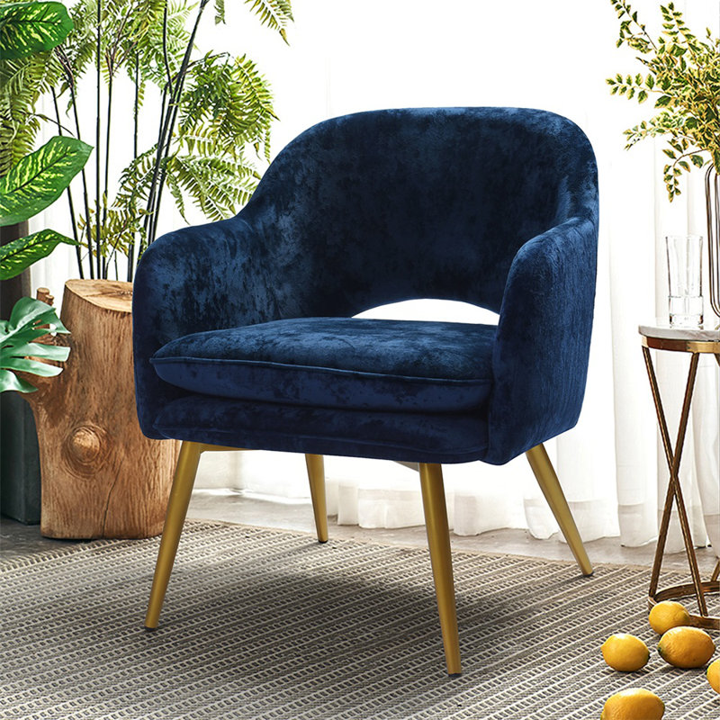 Fauteuil de 23,2 po Schuyler, Velours bleu foncé