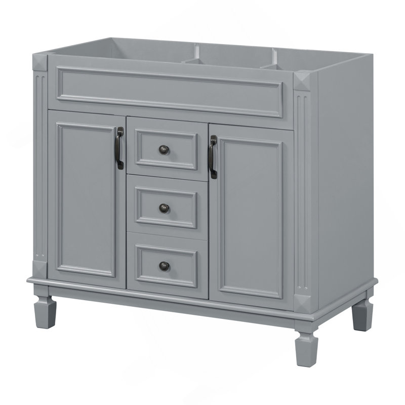 Meuble-lavabo 36 po sans lavabo supérieur, armoire seulement, armoire de rangement moderne avec 2 portes à fermeture douce et 2 tiroirs