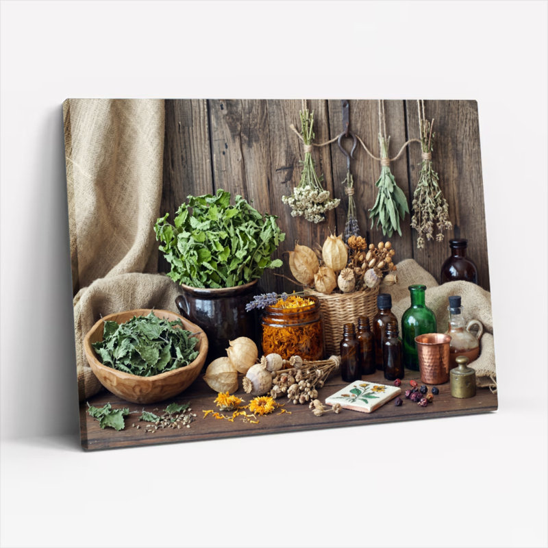 Ensemble de 1 tableau sur toile représentant une nature morte à base de plantes, 16"H x 24"W, Toile tendue