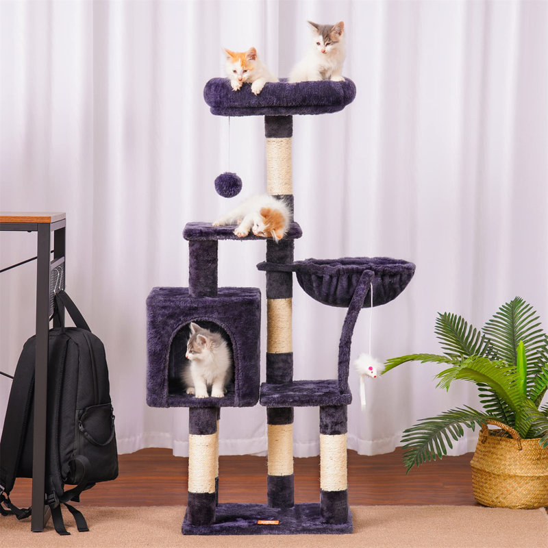 Arbre à chat Faraday, H 7,09 po x l 12,6 po x L 17,32 po, Gris foncé