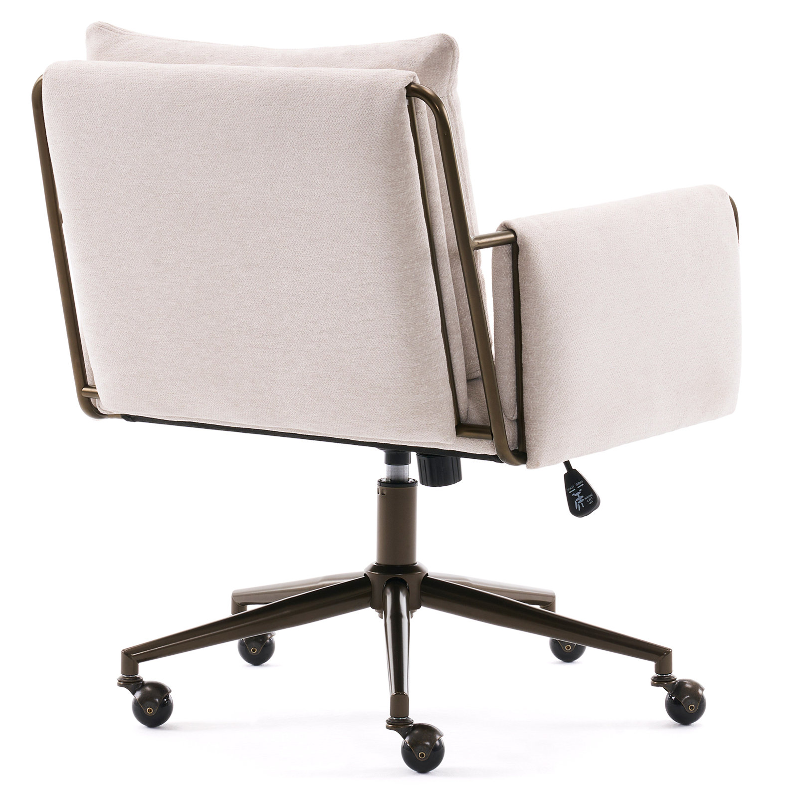 Arianna Upholstered Swivel Office Chair, Antique Brass, Beige